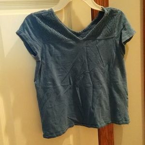 A blue short-sleeve shirt